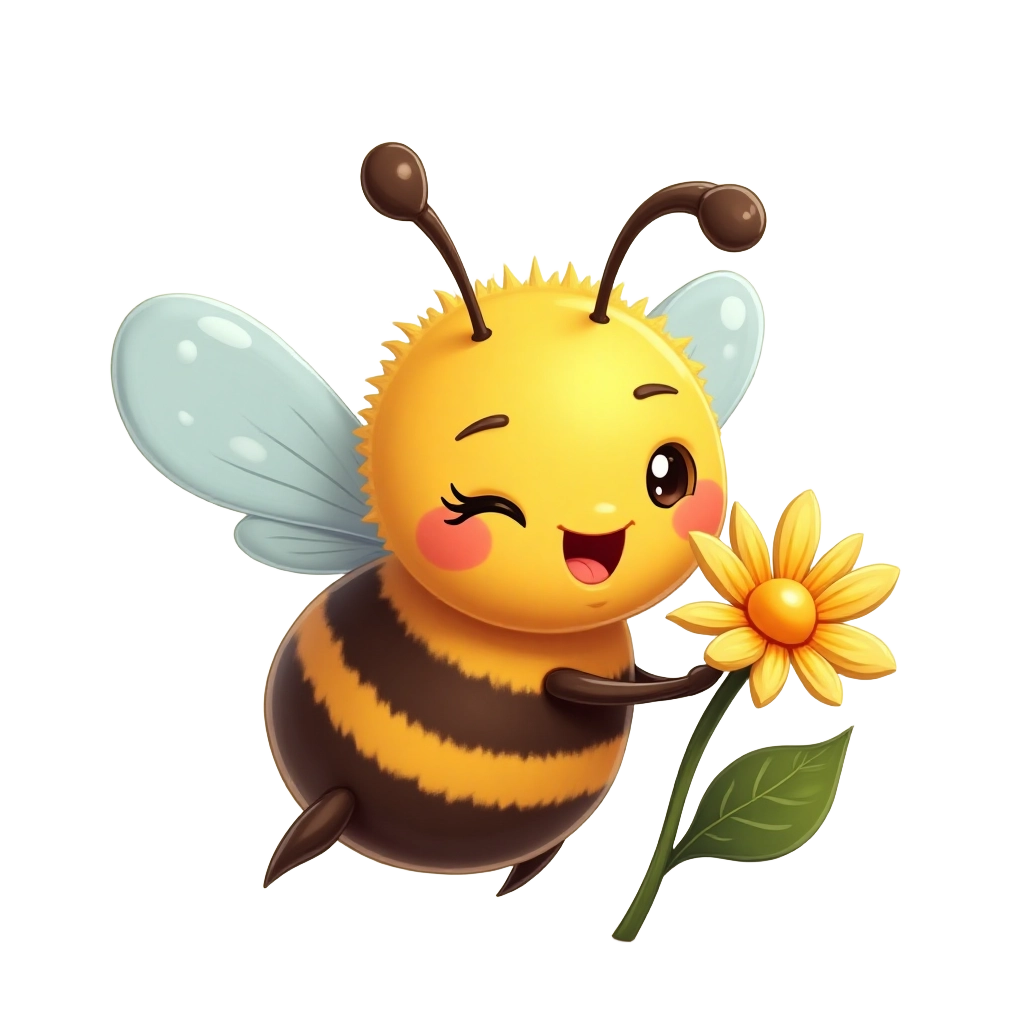 Cute Bee with Sunflower